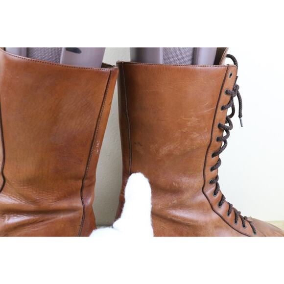 JOAN DAVID BOOTS 11.5 Brown Leather Combat Riding Shoes Italy Vintage - Picture 11 of 13